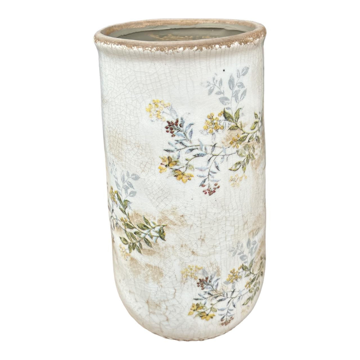 YLW FLORAL LRG VASE